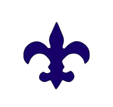 Blue fleur-de-lis symbol on a white background