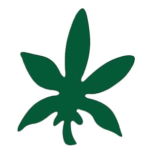 Green cannabis leaf symbol on a white background