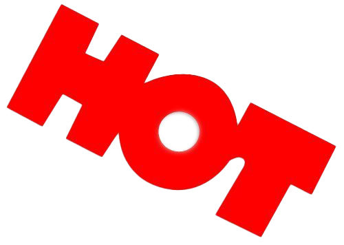 Red 'HOT' text on a white background