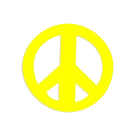 Yellow peace symbol on a white background