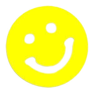 Yellow smiley face sticker on a white background