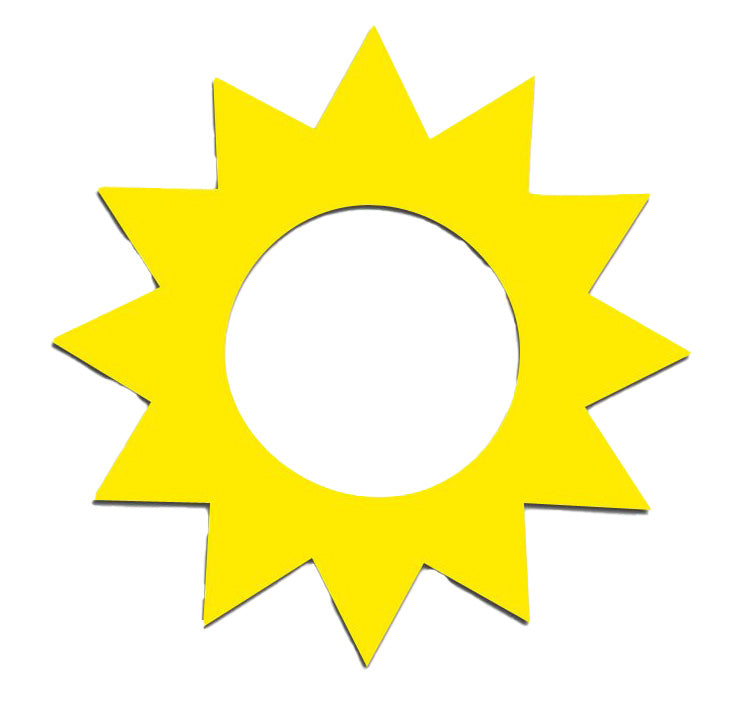 Yellow sun-shaped object on a white background