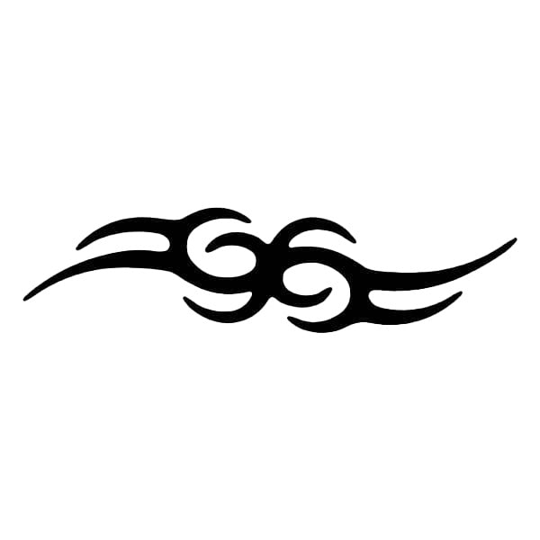 Black tribal design on a white background
