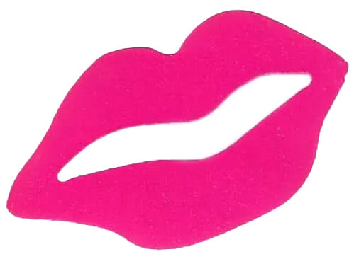 Pink lips shape on a white background