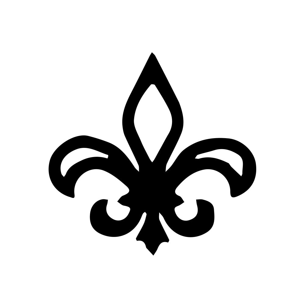 Black fleur-de-lis symbol on a white background